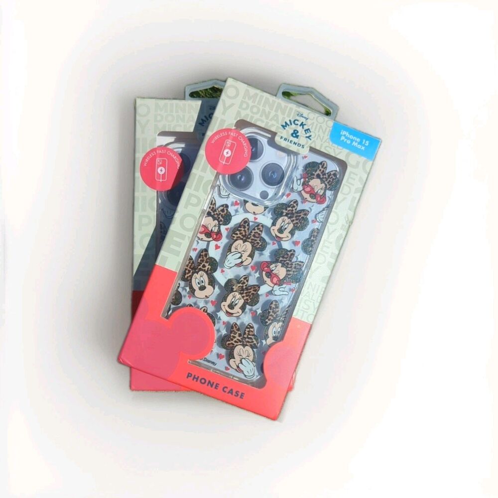 DISNEY Minnie Mouse Leopard Bows iPhone 15 Pro Max  Case wireless fast charging‎